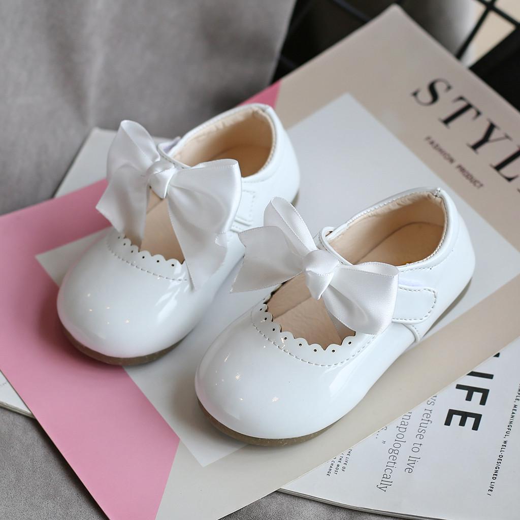 Toddler Infant Kids Baby Girls Butterfly Knot Princess Leather Shoes Sandals