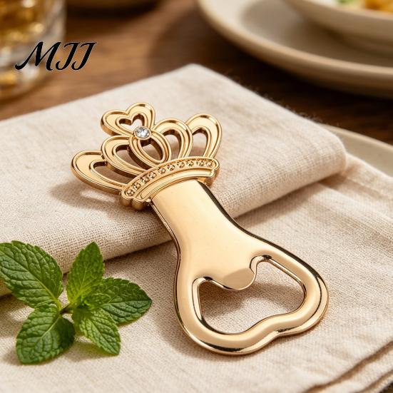Heavy-duty Bottle Opener Electroplated Crown Shape Jar Opener, Multi Function Smooth Edges Lid for Various Caps