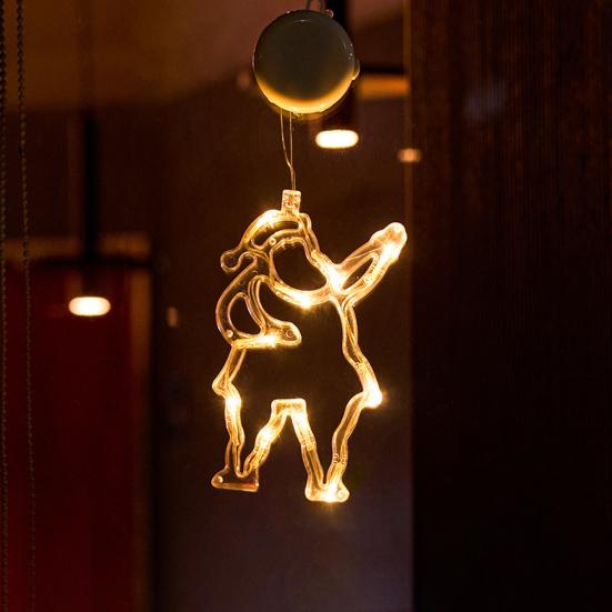 Christmas Window Curtain Lights with Snowflakes Santa Star Easy to Hang Christmas Ornaments with Suction Cups LED String