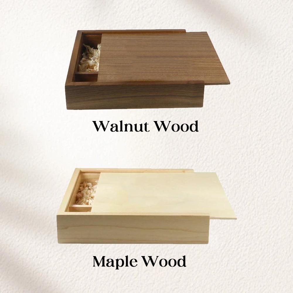 1PCS Walnut Maple Wood Storage Box Photography Wedding Gift Album Jewelry USB Box Natural Unfinished Wooden Case 16.9X16.9X3.5cm