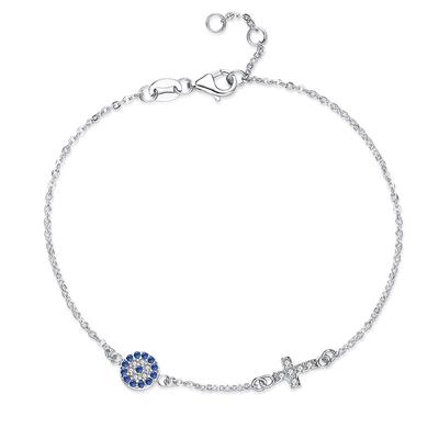 Kaletine Charm Blue Evil Eye Cross pulsera de plata de ley 925 pulseras pequeñas para mujeres Hamsa buena suerte joyería CZ