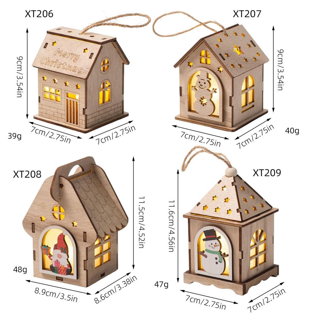 Christmas Luminous Wooden Cabin Ornament - Small House Tree Decoration
