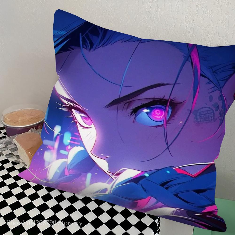 J-Jinx Animated Game Character Pillow Case Square Pillow Bedroom Sofa Leisure Comfort Cushion Car Living Room Home Decoration