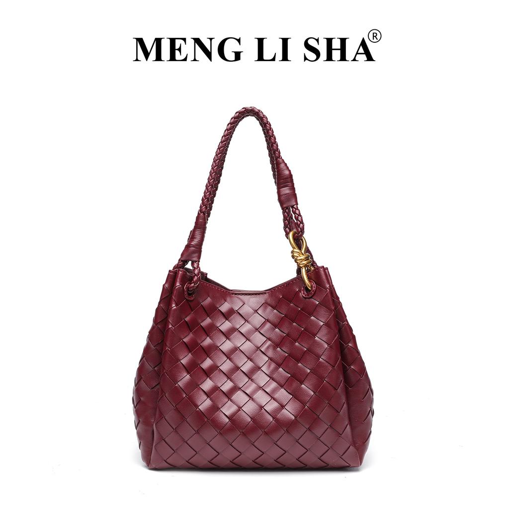 New Old Money Style Handheld Bucket Bag Large Capacity Commuter Shoulder Cross Tote Bag Weaving Parachute Bag