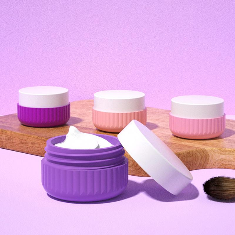1/4Pcs Toiletry Travel Container Silicone Refillable Cream Jar Travel Container With Transparent Bag Leak Proof Travel Accessory