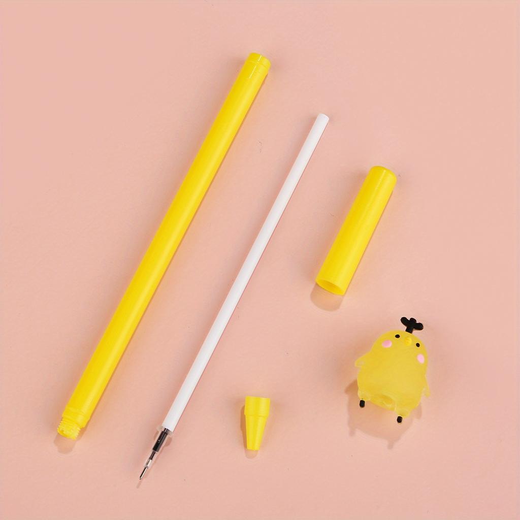 Back to school season 10pcs 0.5mm creative cartoon silicone jelly chicken neutral pen cute student stationery chicken black pen office signing pen