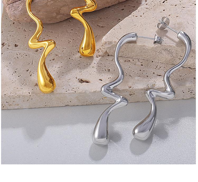 Retro Lava Irregular Titanium Steel Water Drop Stud Earrings for Women