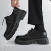 Schwarze Leder Freizeitschuhe Outdoor Nähen Walking Herrenschuhe Mode Dicke Sohle Sneakers Männlich Atmungsaktiv Sport Plateau Schuh Neu