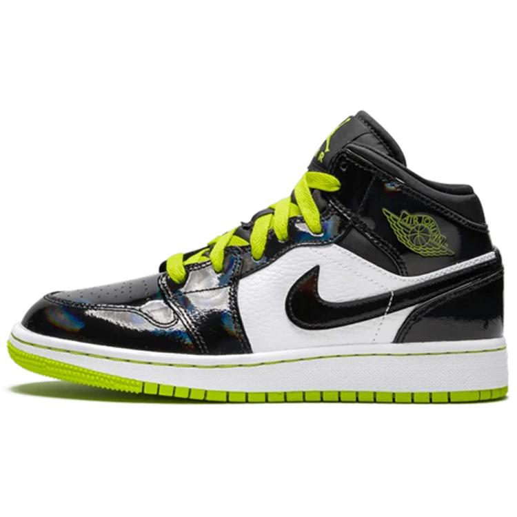 

Jordan 1 Mid Black Cyber Mystic Green GS BQ6931-003 37.5