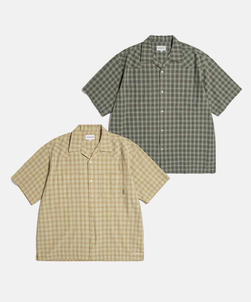 ESPIONAGE Textured Check Western S/S Shirt Beige