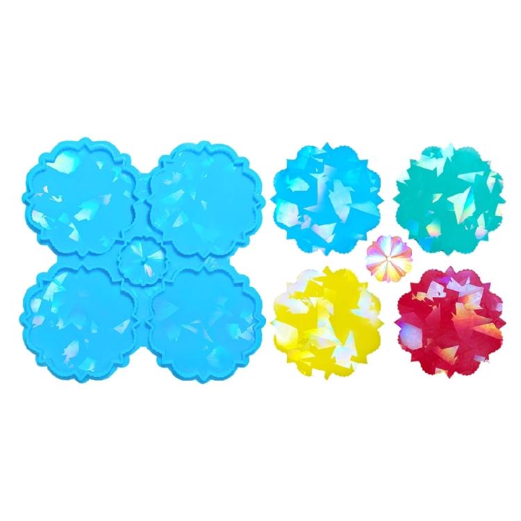Flower Coaster Mold Holographic Light and Shadow Silicone Mould Epoxy Resin Mold синий