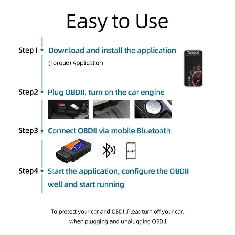 Automotive Fault Detector ELM327 V1.5 OBD2 Scanner Bluetooth Car Diagnostic Tool For Android /IOS Code Reader