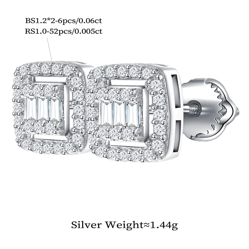 Ultra Luxury Jewelry Earrings Rectangle Moissanite S925 Silver Stud Earrings