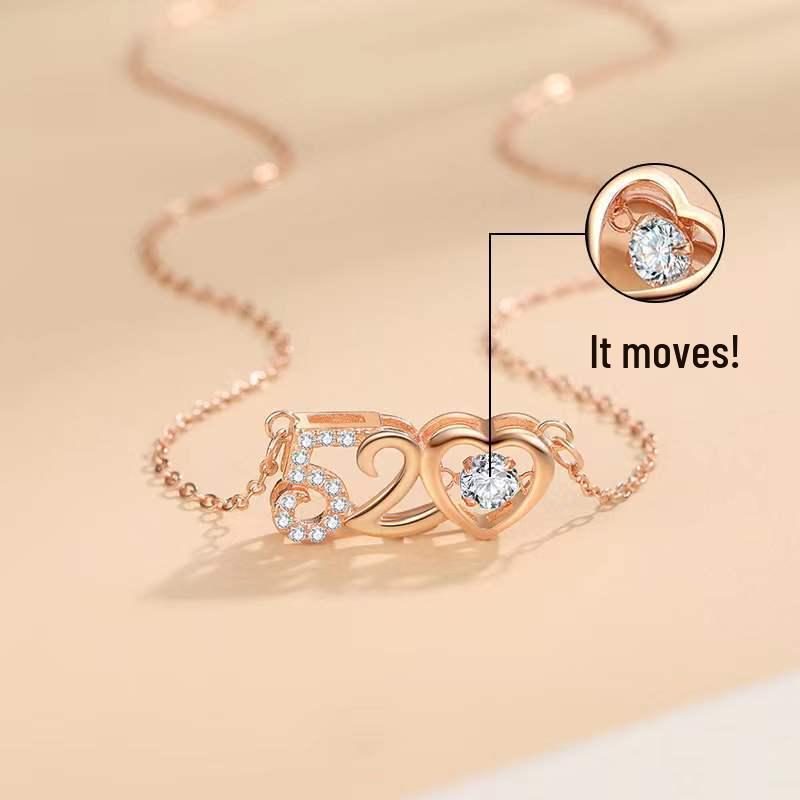 Beixi S925 Sterling Silver Pulsating Heart Rhinestone Necklace for Women