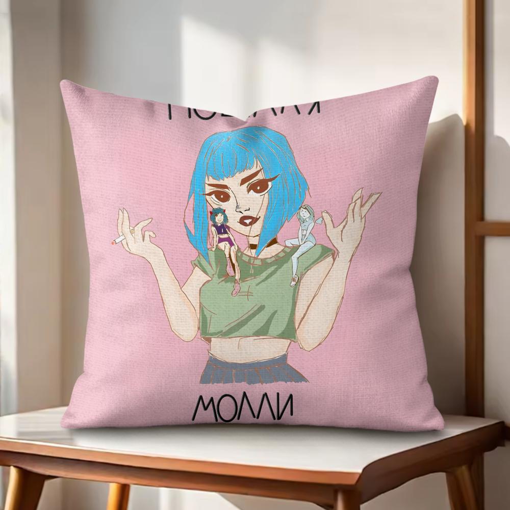 

PPoshlaya Molly Band Music Cushion Cover Natural Linen Organic Fabric DoubleSided Printing Couch Pillow Covers Home Decor 30x30cm