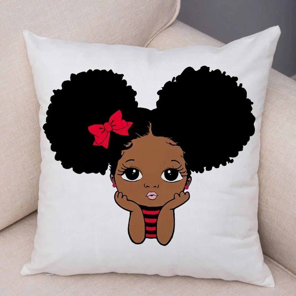 Home Decor African Baby Sofa Cushion Cover Bedroom Home Kids Room Decor Cute Cartoon Girl Pillowcase