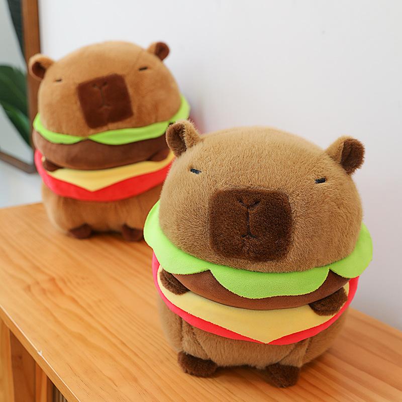 Cute Burger Capybara Plush Toy Kapibara Doll Pillow Ragdoll Doll Birthday Gift