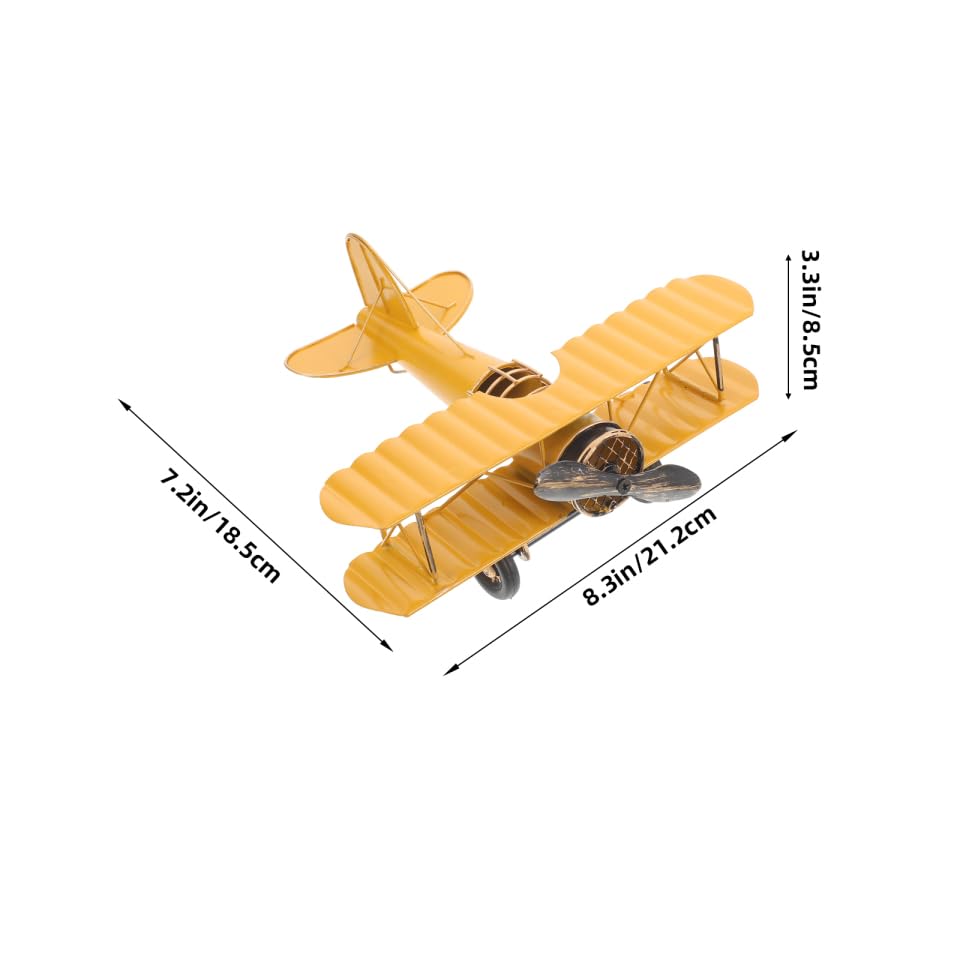 INOOMP Airplane Ornament Retro Tin-Style Biplane Vintage Antique Iron Object Interior Goods Photo Prop Propeller Plane American Decoration Gift