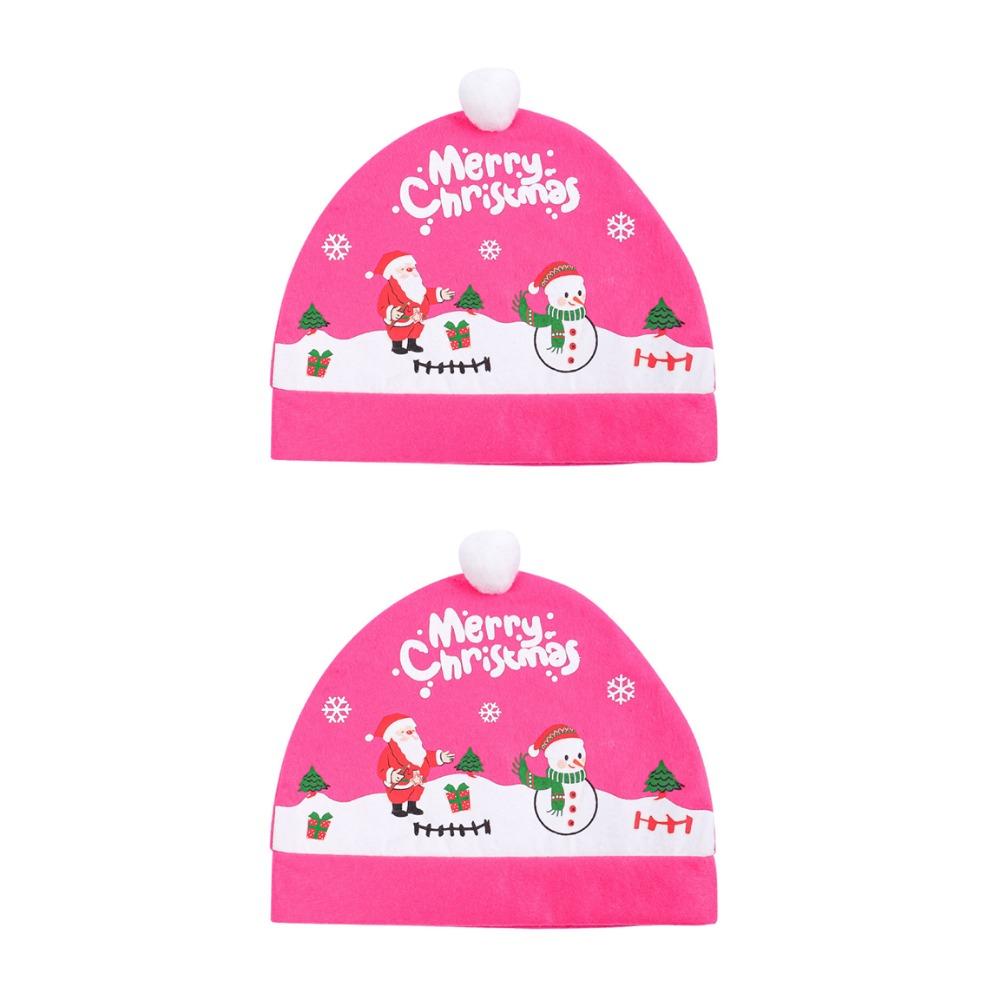 2pcs/set Cartoon Christmas Car Seat Cover Snowman Car Chair Christmas Hat  New Year