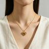 Stainless Steel 18K Gold Plated Cartoon Mermaid Heart Coffee Cup Pendant Necklace Trendy Fashion Funny Bamboo Chain Party Gift