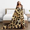 Leopardí Kožešina Flanelová Deka Zvířecí Měkká Teplá Přehozová Deka do Obývacího Pokojového Kempování Módní Přehoz na Postel Potah na Rozkládací Postel
