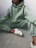 Women’s Fleece Lined Hooded Sweatshirt Set, Long Sleeve Warm Pullover Top and Casual Pants, Loose Fit Autumn Winter Tracksuit
