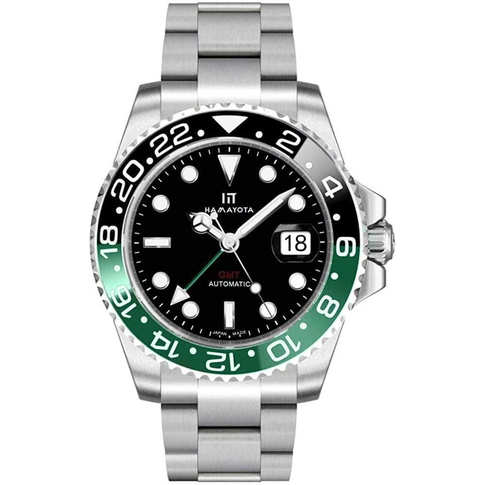Hamayota Men's GMT Automatic Diver's Watch with Ceramic Rotating Bezel