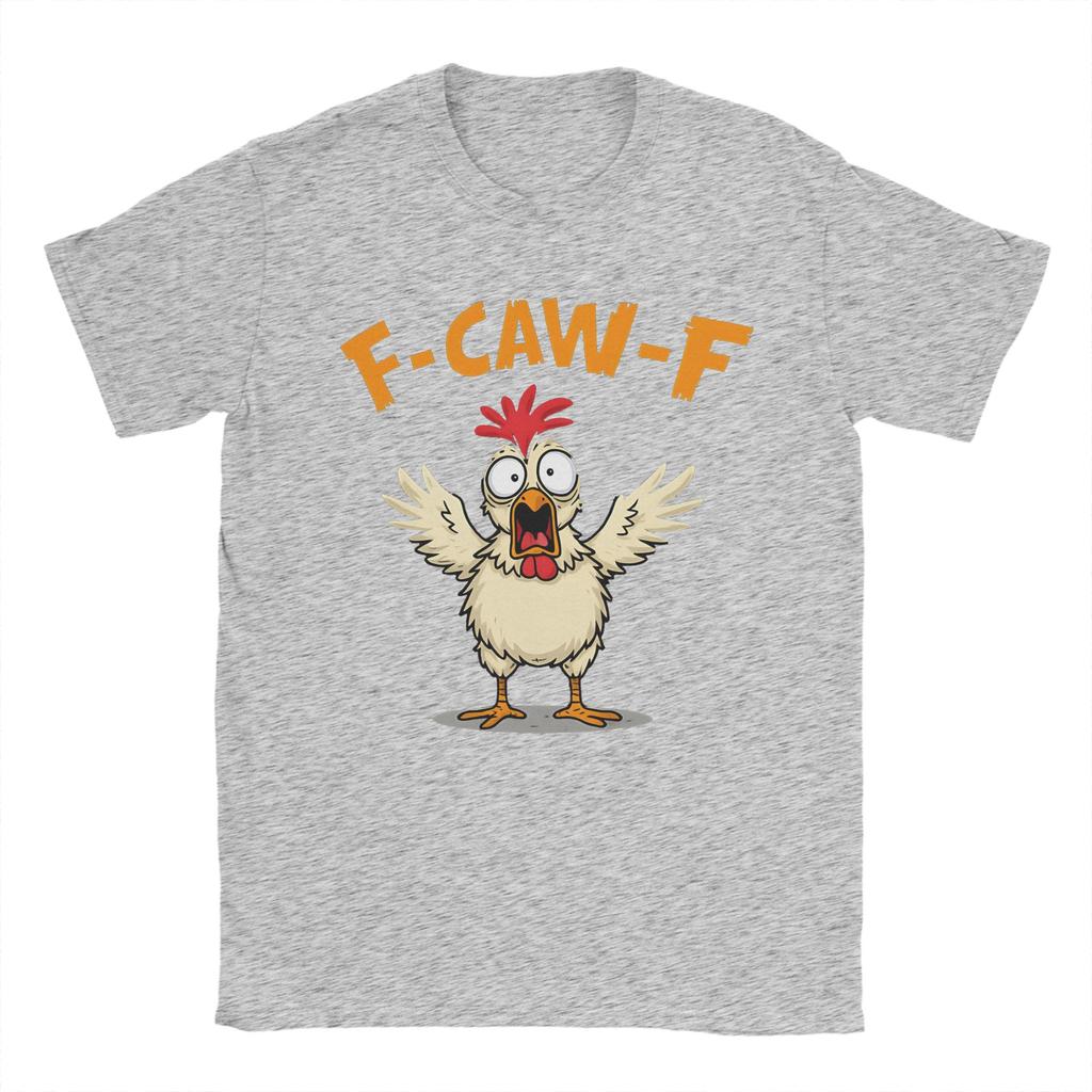 Men's T-Shirt Funny F-Caw-F Spooky Chicken Meme (2) Fashion 100% Cotton Tee Shirt Short Sleeve  T Shirt Crewneck Tops Gift Idea