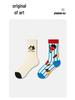Trendige Cartoon-Katzen-Ringelsocken für Damen - Baumwolldesign für Frühling/Herbst