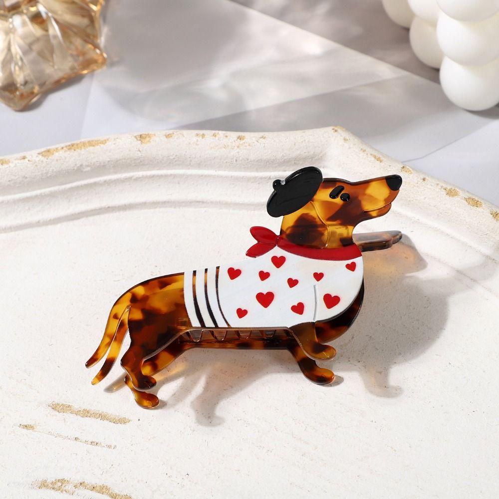 Essigsäure Dackel Hundehaarspange Groß Cartoon Haarspange Mode Dackel Haarkralle Streetwear