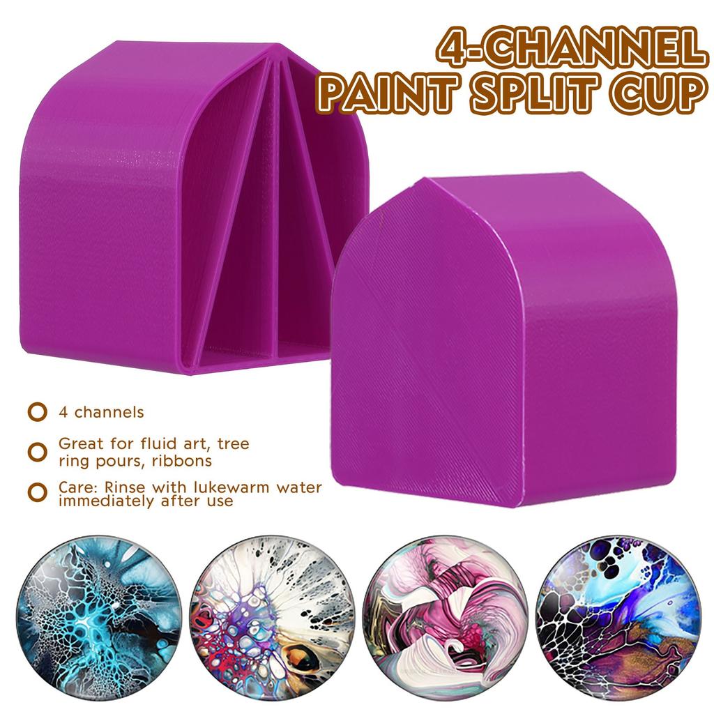 8oz Paint Pouring Cup 4-Channel Divided Silicone Mold Art Pouring Cup for Acrylic Fluid Painting Supplies