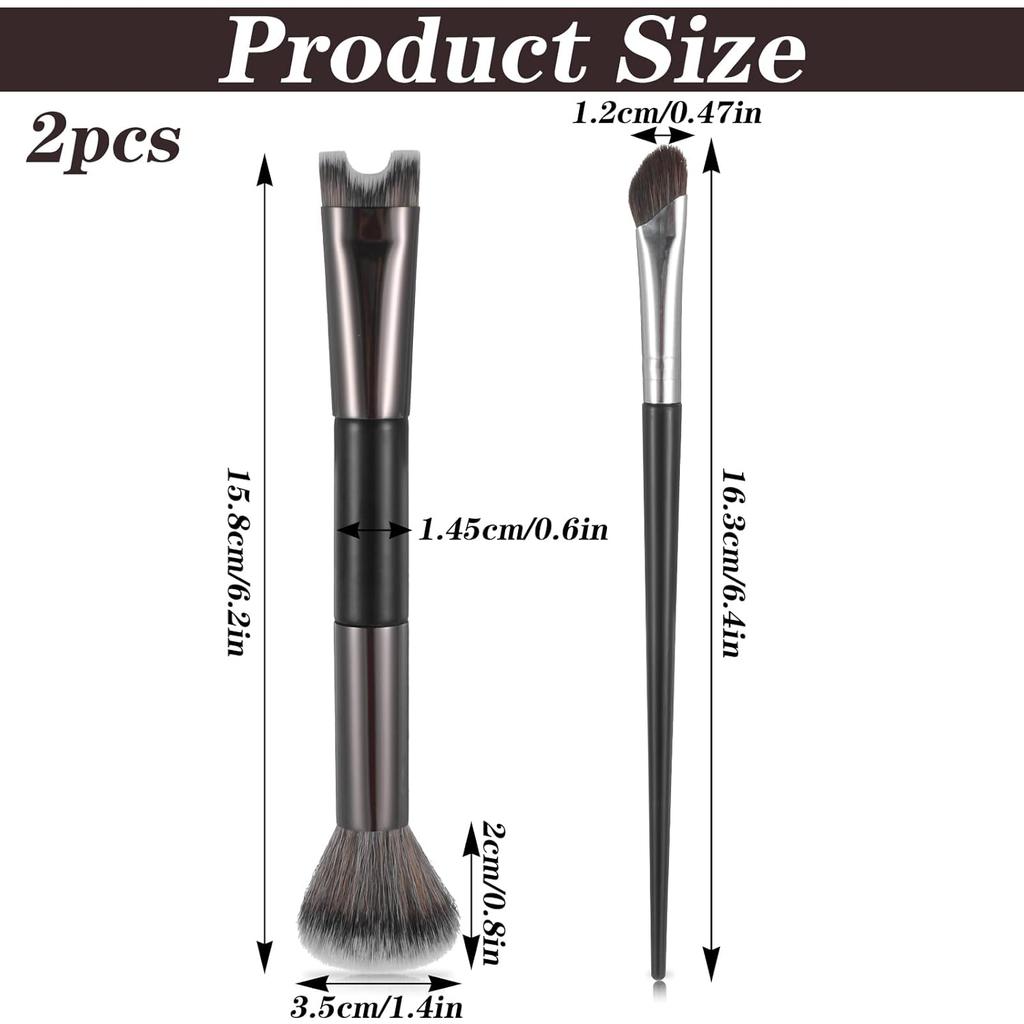 2pcs Nose Contour Brushes Nose Makeup Brush Noses Contouring Brush U-Shaped Angled Tilt Sculpting Fluffy Dual-Ended Makeup Brushes Noses Angled Cheek