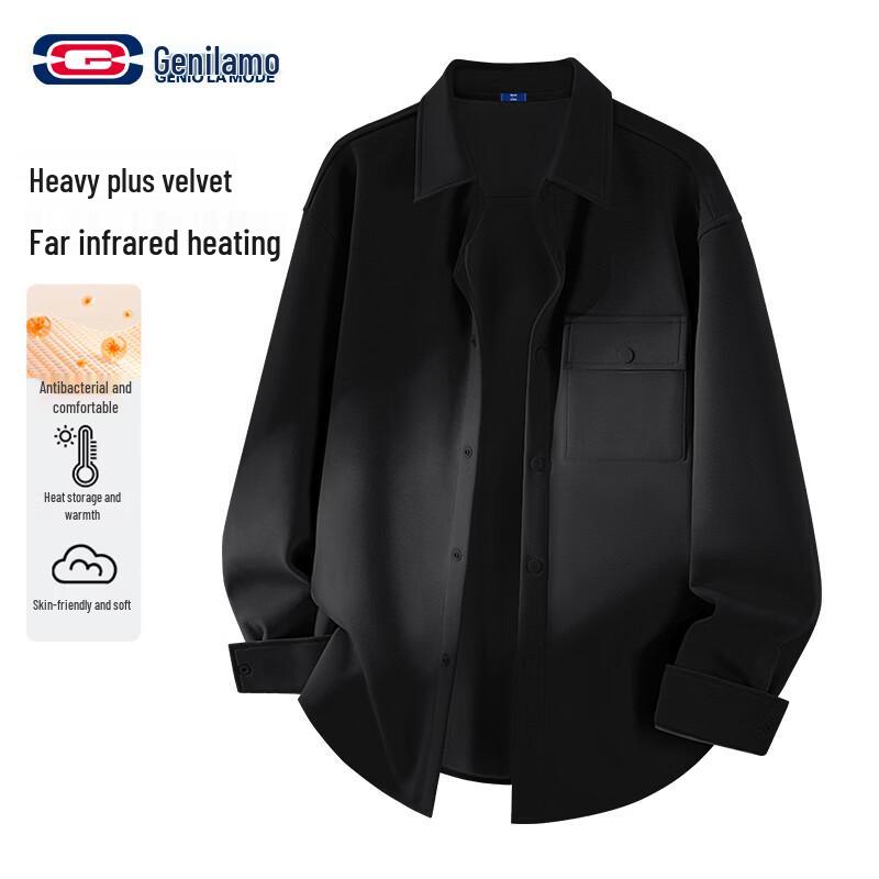 GENIOLAMODE Men s Fleece-Lined Long Sleeve Workwear Shirt XL