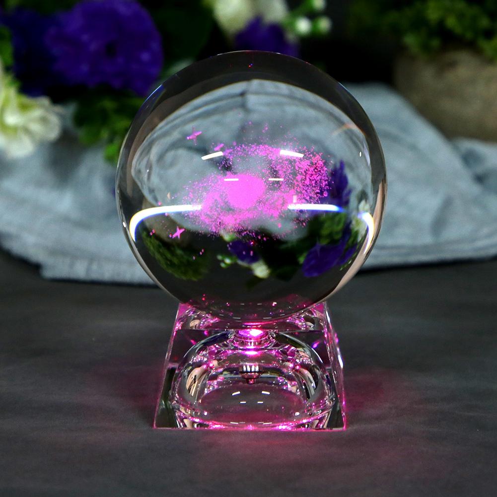 K9 Crystal Photography Prop Decoration Art Decor Crystal Ball with Luminous Base
