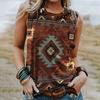 Women's Vintage Sleeveless Tank Top with Colorful Feather Print - 2026 Casual Crew Neck