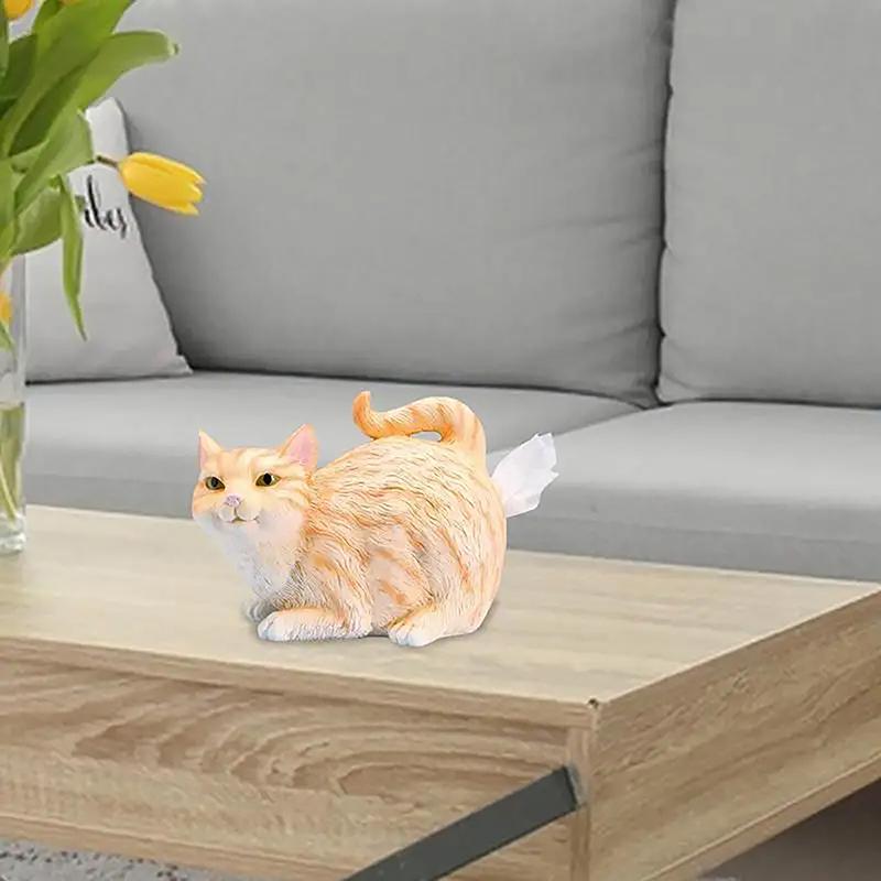 Cat Tissue Box Cartoon Creative Cat Butt Tissue Box Funny Cat Resin Statue Napkin Holder Cat Butt Hole Hand Paper Box Home Decor