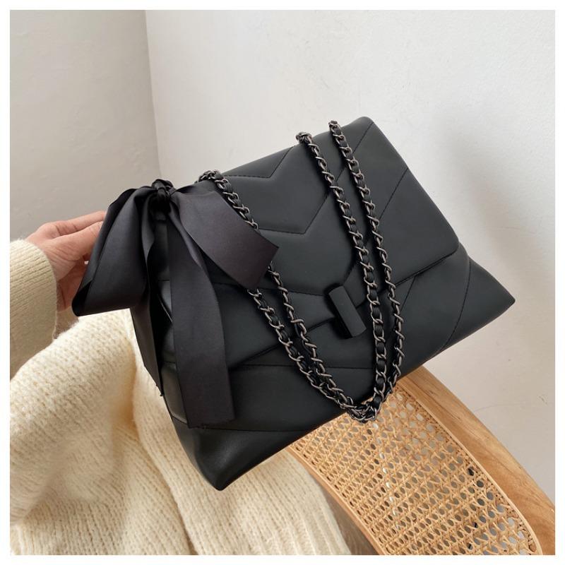 

Сумка большой вместимости женская сумка новая модная фактурная сумка на цепочке через плечо сумка-тоут повседневная сумка-мессенджер чёрный