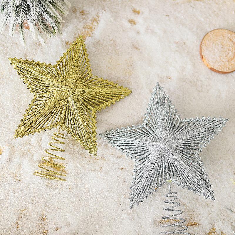 25CM Gold Luminous 3D Iron Star Christmas Tree Topper