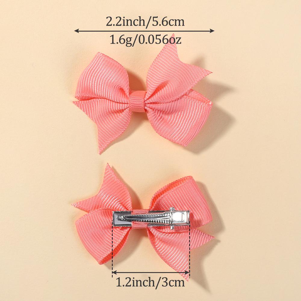 10Pcs/set Cute Bowknots with Clips Girls Solid Ribbon Bowknot Hair Clips For Baby Handmade Hair Bows Kids Hair Accessories