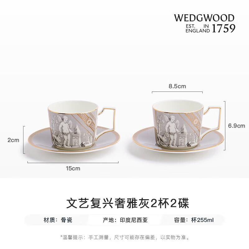Wedgwood Renaissance Grey 2-Cup & 2-Saucer Set