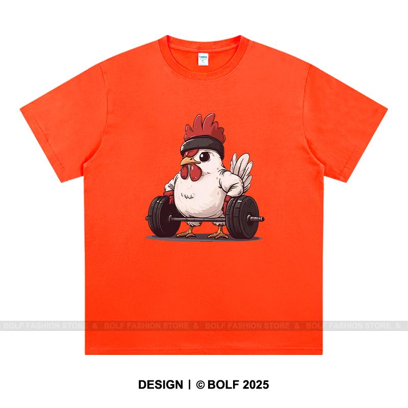 Fitness Kuře Potisk Pánské Tričko 100% Bavlna Nadměrná Grafická Trička pro Muže Ženy Street Wear Topy Trička