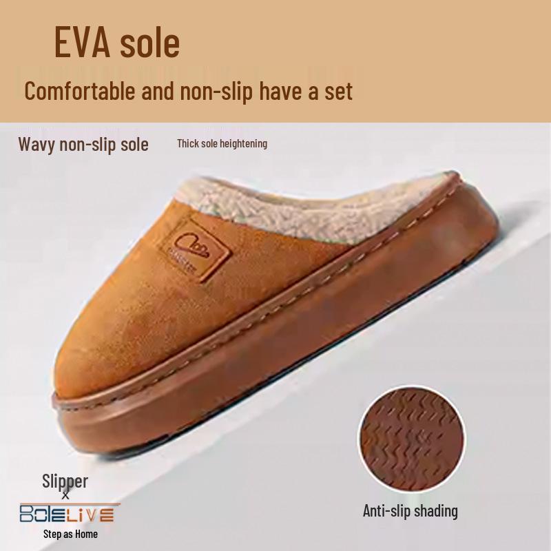 2025 New Stock: Men's & Women's Warm Postpartum Cotton Slippers - Closed-Heel, Autumn/Winter