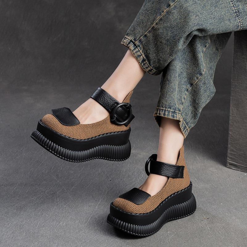 Spring new niche single shoes muffin heel sandals heightening doll shoes casual women's shoes