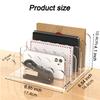 Yousheng Acrylic Mail Organizer Desktop Clear Document Sorter Vertical File Holder 5-Compartment File Rack Desk Organizer
