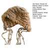 Women Hat Solid Color Rabbit Fur Blend Tassel Knit Hat Comfortable Stretch Fit Autumn Winter Skiing Warm Hat
