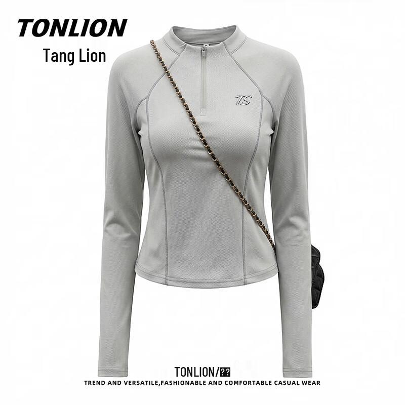 Женская футболка для бега TonLion с длинным рукавом, быстросохнущая S