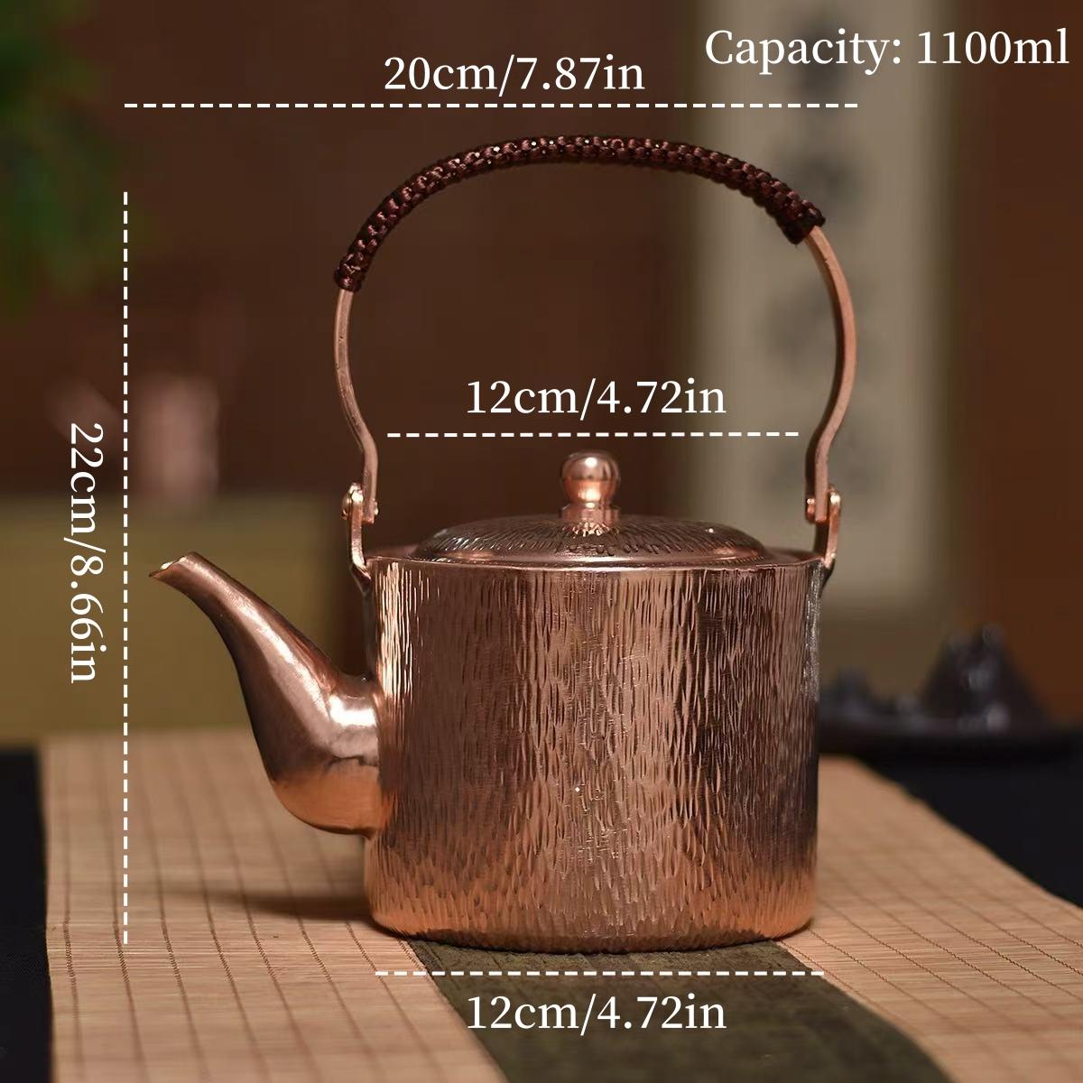 Ручной кипяток Медный Ручной Ретро 1 л Чайник для воды Утолщенная ручка Для домашнего использования Чайник для подношений Чайник для сливочного чая