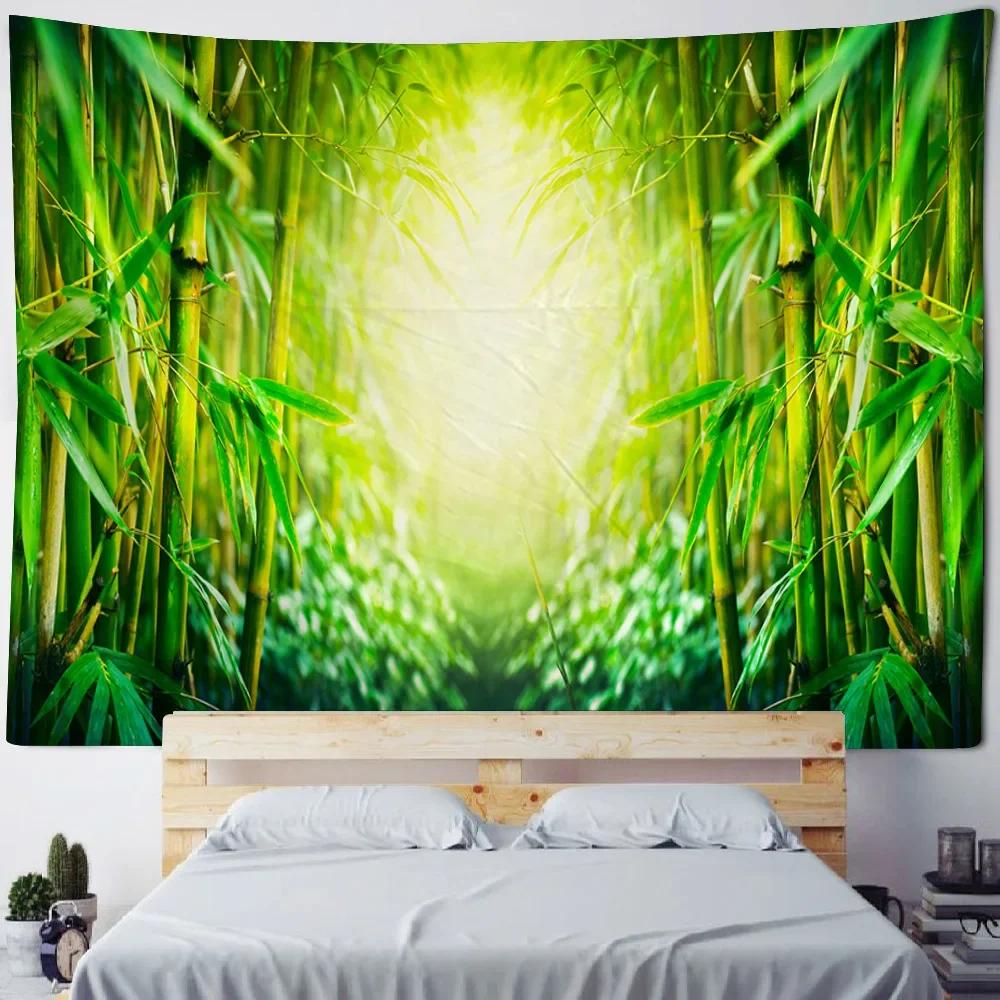 Sunshine Forest Wall Mounted Tapestry Polyester Fabric Bedroom Living Room Sofa Carpet Bohemian Style Art Decoration
