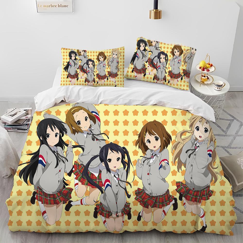 

3D K-ON Cartoon Cute Lolita Kawaii Girls Comforter Bedding Set,Duvet Cover Bed Set Quilt Cover Pillowcase,Queen Size Bedding Set EU single(135x200cm)