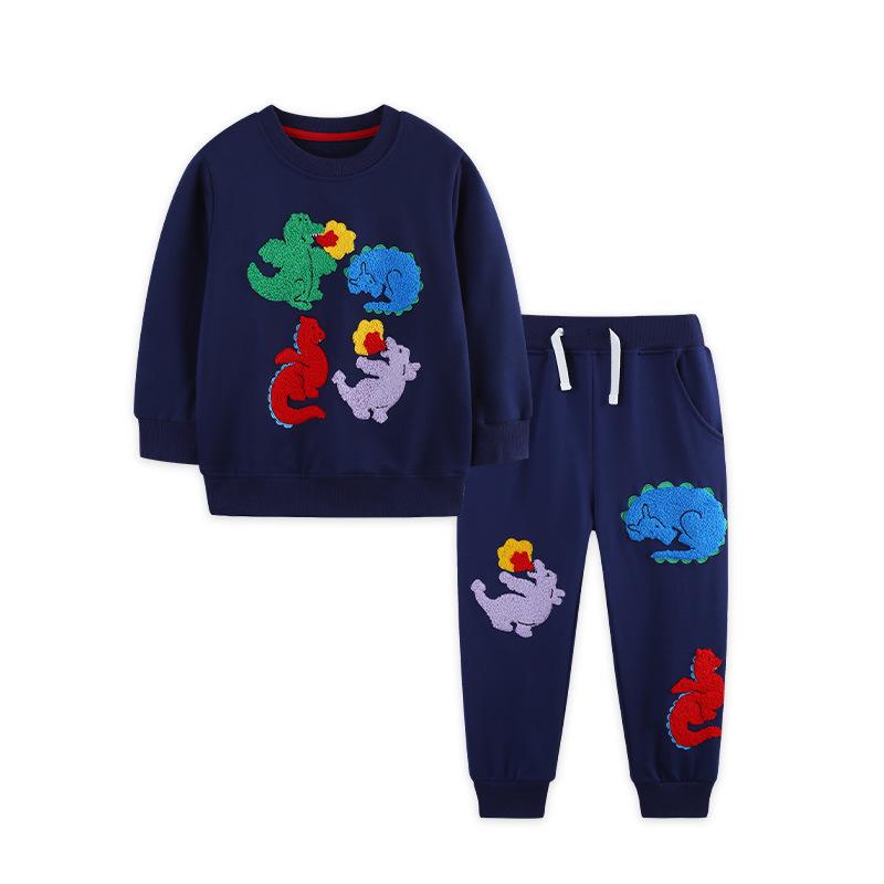 AostaBetty Autumn Boys  Dinosaur Embroidered Hoodie & Pants Set for Toddlers Size 115, 5Y